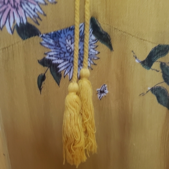 Chic Collection Mustard Floral Boho Dress Sz L - Picture 5 of 8